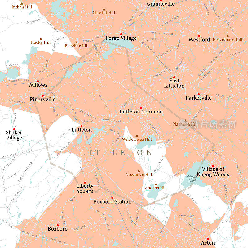 MA Middlesex Littleton矢量路线图